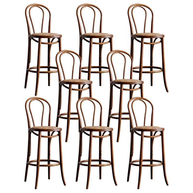 Modern Style Solid Wood Backrest Counter High Stool with 4 Legs
