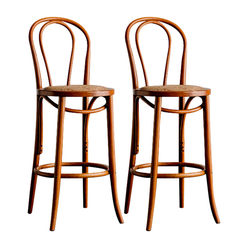 Modern Style Solid Wood Backrest Counter High Stool with 4 Legs