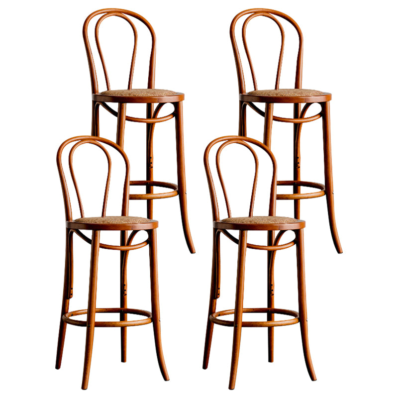 Modern Style Solid Wood Backrest Counter High Stool with 4 Legs