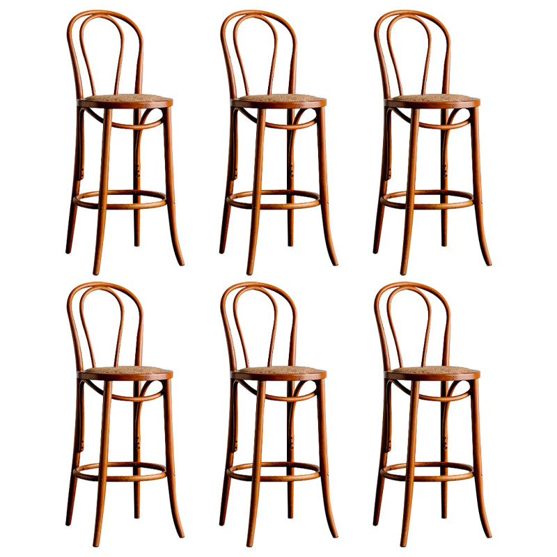 Modern Style Solid Wood Backrest Counter High Stool with 4 Legs
