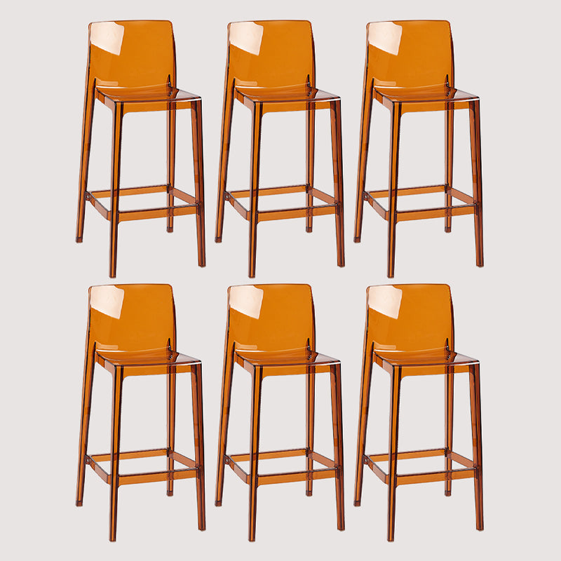 Contemporary Plastic Transparent Backrest Counter High Stool with 4 Legs
