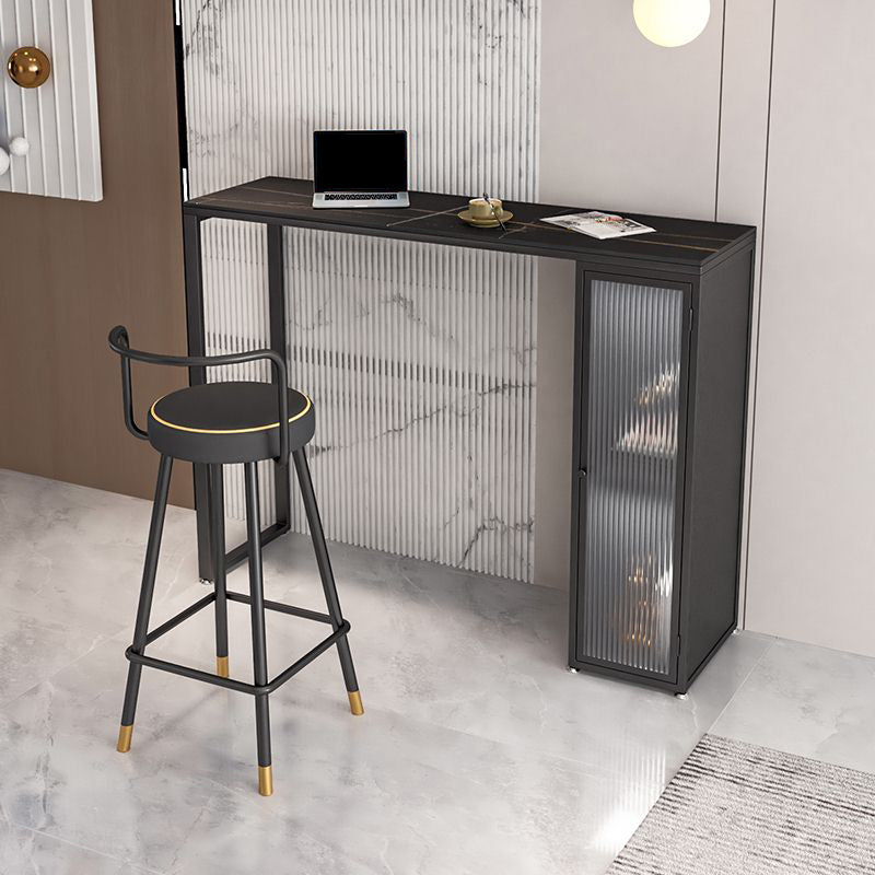 1/2 Pieces Modern Rectangle Sintered Stone Counter Table with High Stools