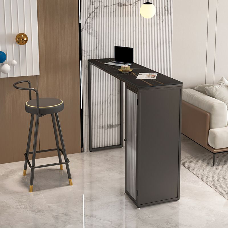 1/2 Pieces Modern Rectangle Sintered Stone Counter Table with High Stools