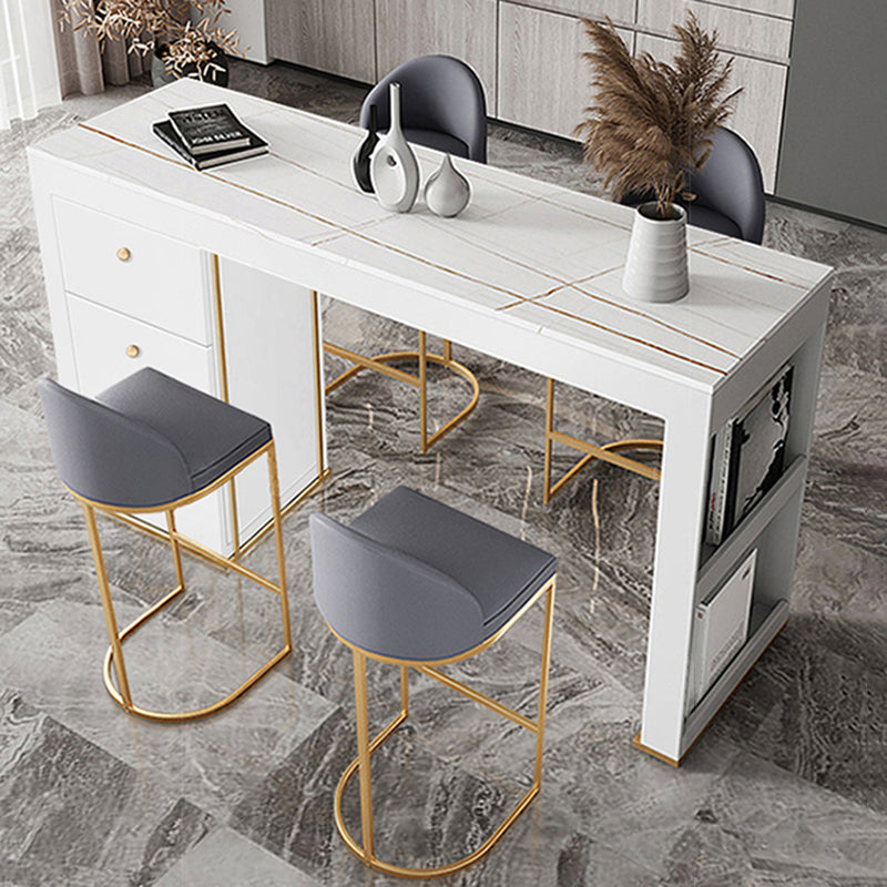 Contemporary Style 1/2/3 Pieces Stone Rectangular Bar Table Set for Indoor