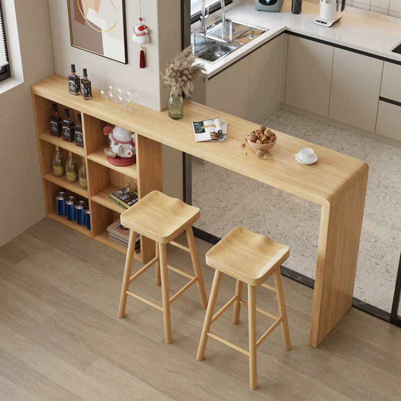 Contemporary Natural Finish Wooden Bistro Table for Small Places