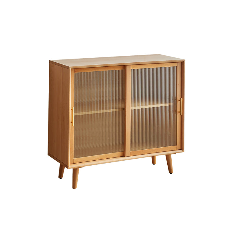 Solid Wood Glass Doors Contemporary Buffet Sideboard with Cabinets