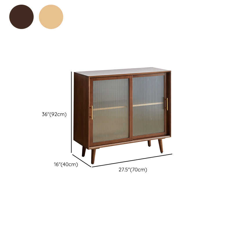 Solid Wood Glass Doors Contemporary Buffet Sideboard with Cabinets
