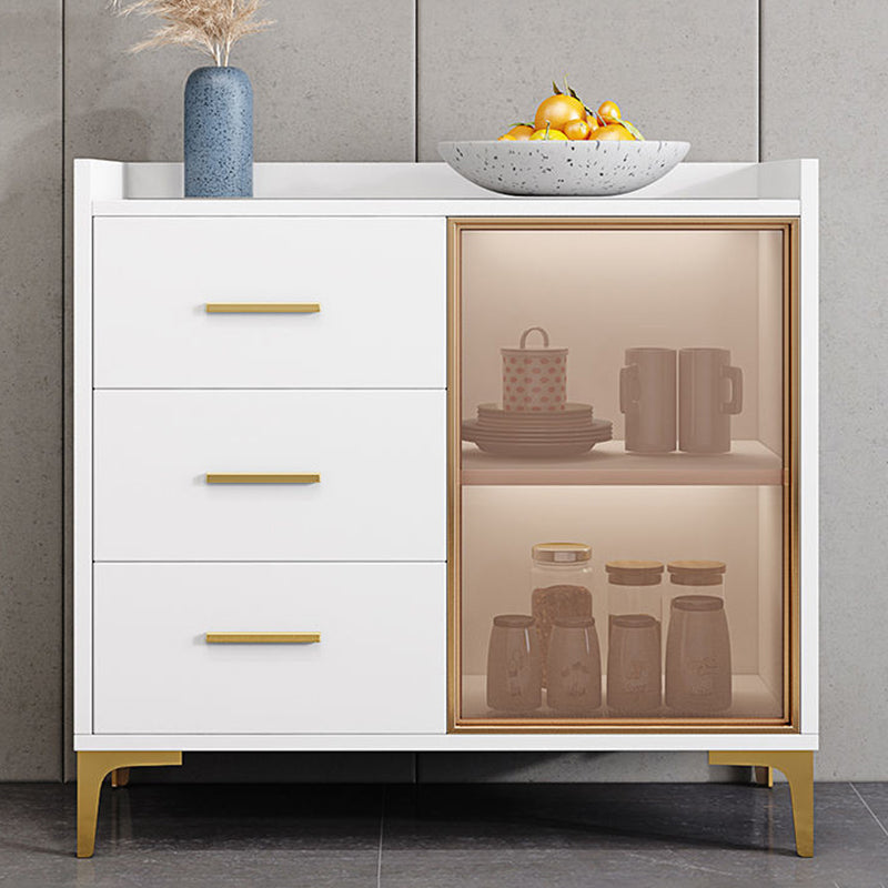 Wood Glass Doors Contemporary Buffet Sideboard with Cabinets and Drawers