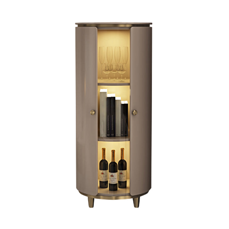 Polished Finish Home Freestanding Wine Holder with Storage Shelves