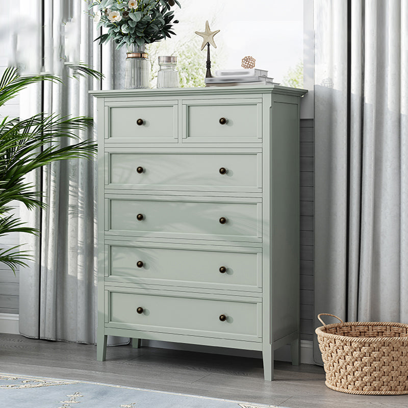 Green Scandinavian Wood Storage Chest with Soft-Close Drawers for Home