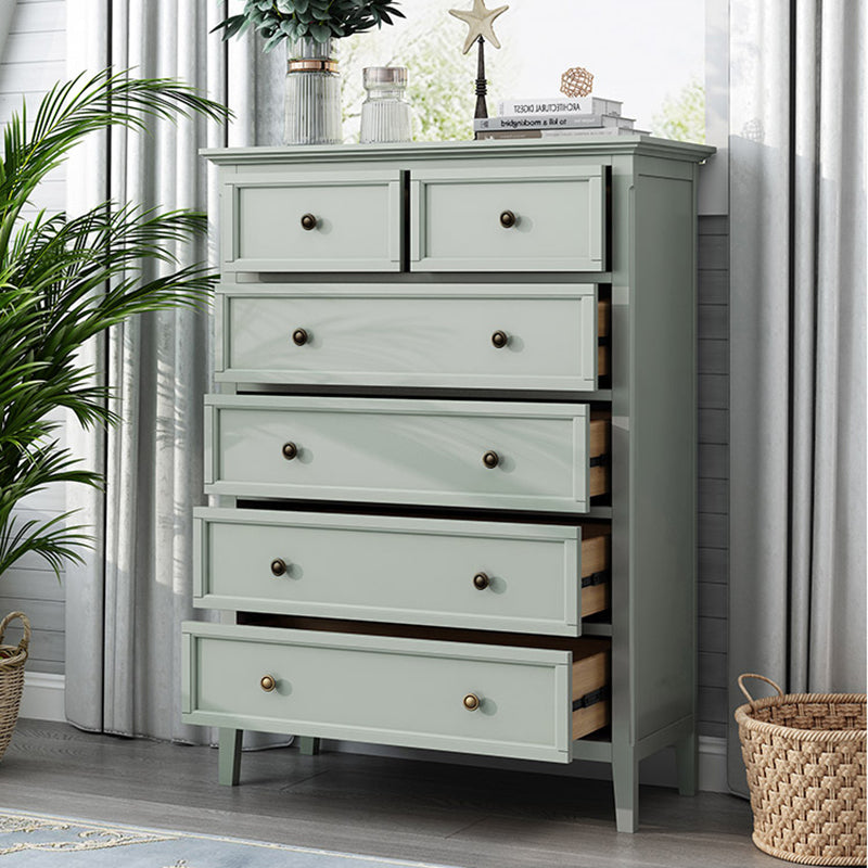 Green Scandinavian Wood Storage Chest with Soft-Close Drawers for Home
