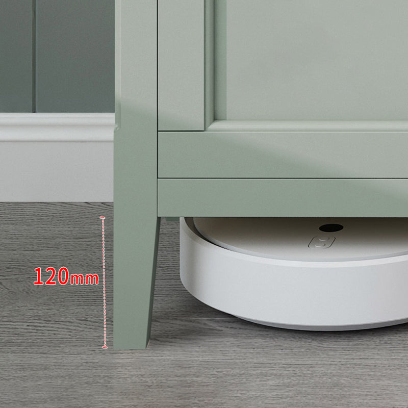 Green Scandinavian Wood Storage Chest with Soft-Close Drawers for Home