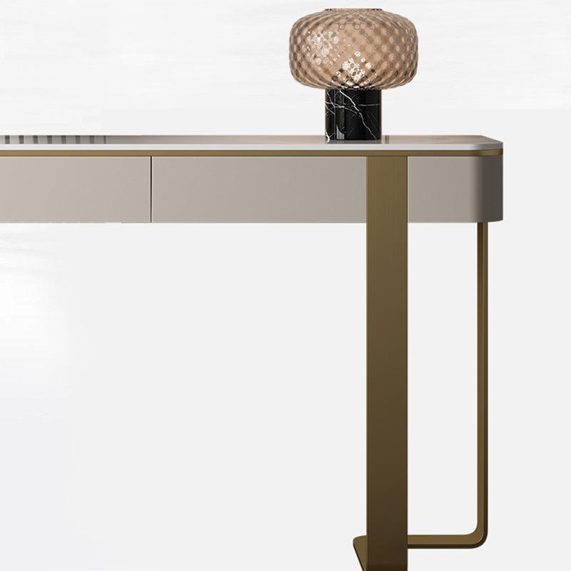 Stone Console Accent Table with Stainless Steel Bracket for Hall