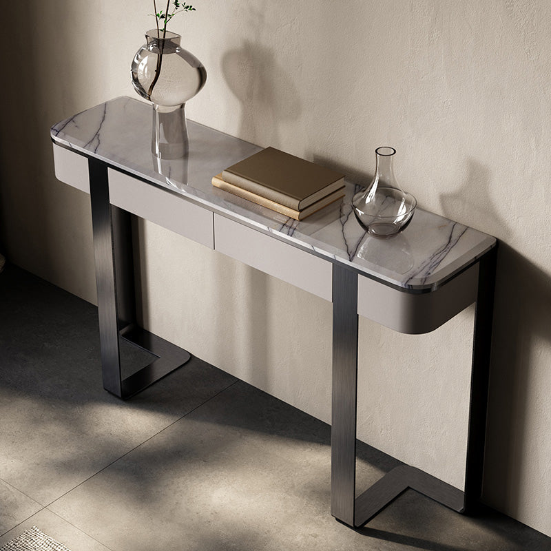 Modern Console Accent Table with Stainless Steel Bracket for Hall