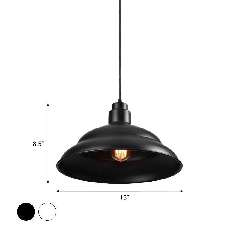 Retro Style Double Bubble Pendant Lamp 1 Light Metallic Hanging Ceiling Light in Black/White for Coffee Shop