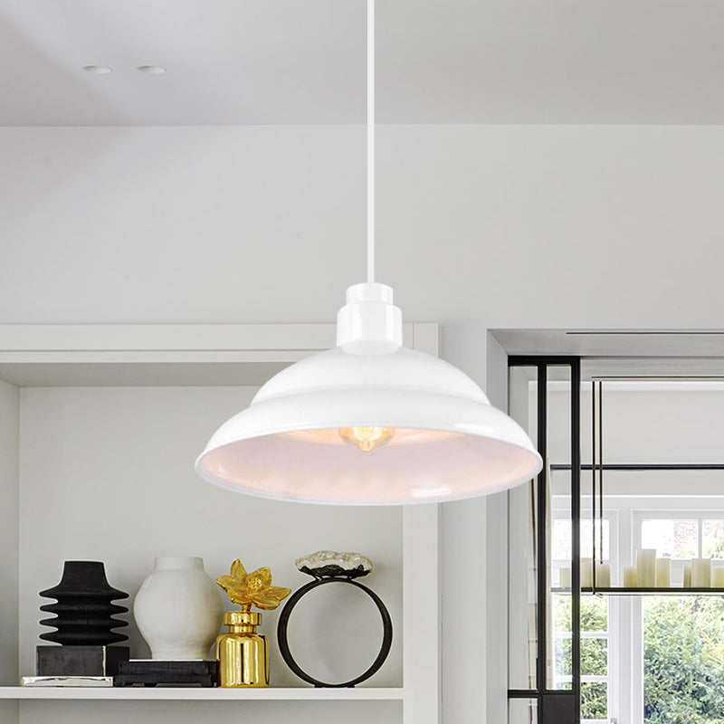 Retro Style Double Bubble Pendant Lamp 1 Light Metallic Hanging Ceiling Light in Black/White for Coffee Shop