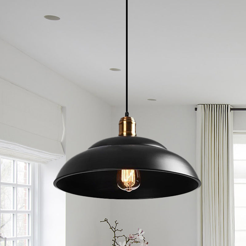 Retro Style Double Bubble Pendant Lamp 1 Light Metallic Hanging Ceiling Light in Black/White for Coffee Shop