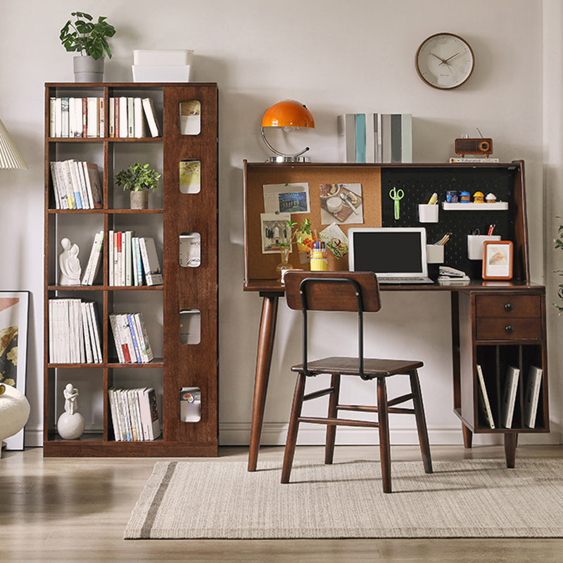 Mid Century Modern Brown Shelf Bookcase Open Storage for Home Office