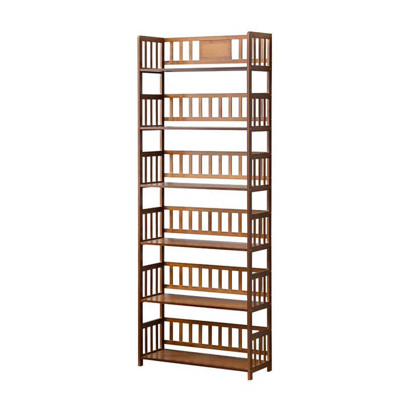 Contemporary Open Back Bookshelf Standard Bamboo Bookcase for Home Office