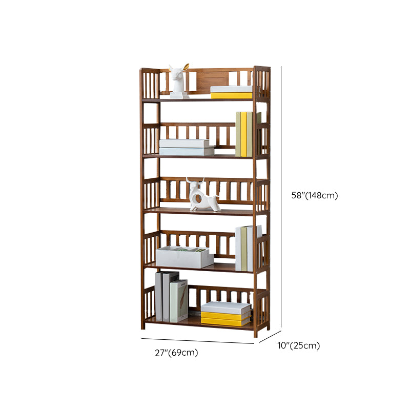 Contemporary Open Back Bookshelf Standard Bamboo Bookcase for Home Office