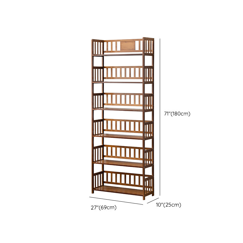 Contemporary Open Back Bookshelf Standard Bamboo Bookcase for Home Office