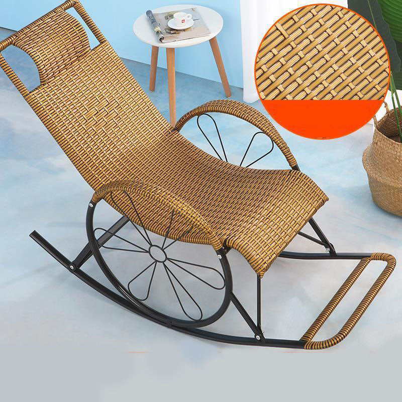 Indoor Single Rocking Chair Mid-Century Modern Rattan Rocking Chair