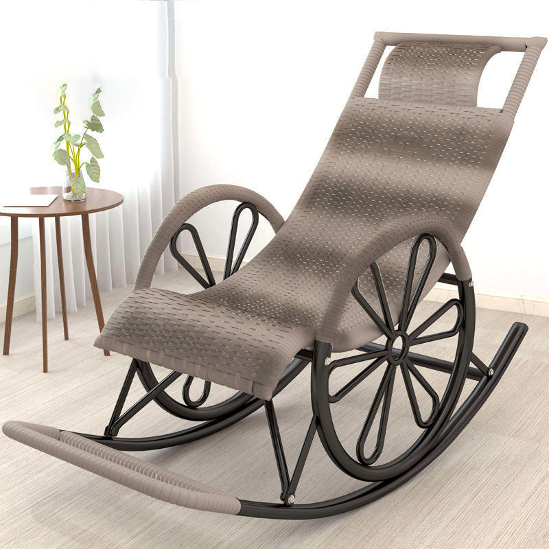 Indoor Single Rocking Chair Mid-Century Modern Rattan Rocking Chair