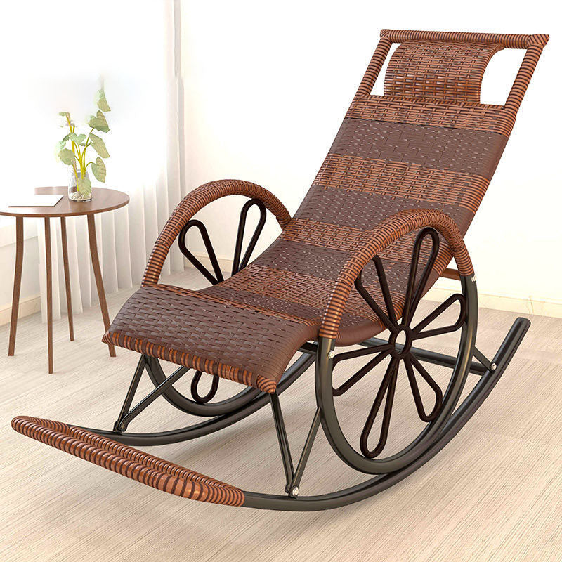 Indoor Single Rocking Chair Mid-Century Modern Rattan Rocking Chair