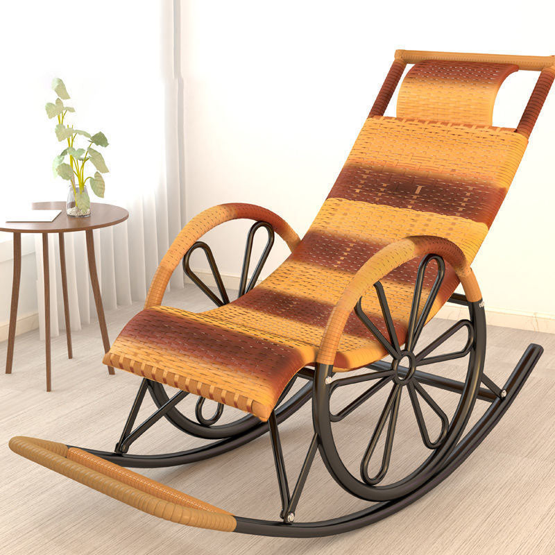Indoor Single Rocking Chair Mid-Century Modern Rattan Rocking Chair