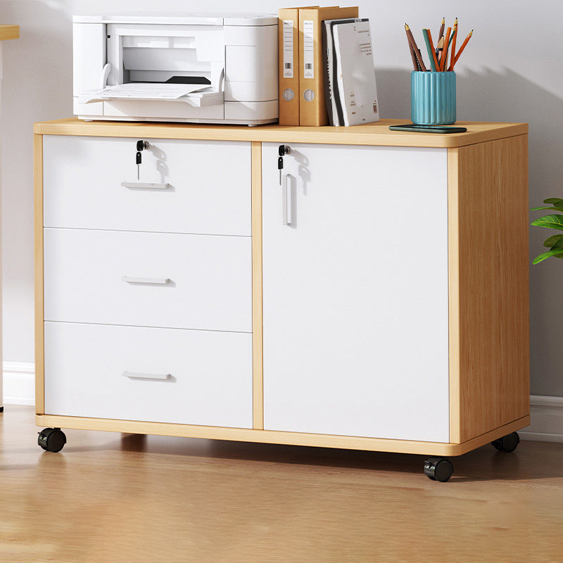 Modern File Cabinet Wooden Frame Lock Storage Filing Cabinet for Office