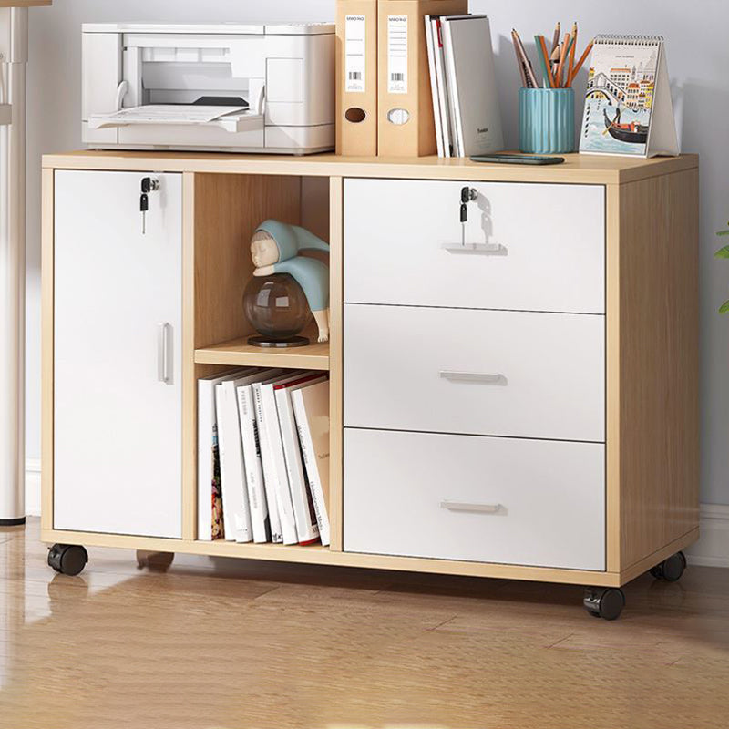 Modern File Cabinet Wooden Frame Lock Storage Filing Cabinet for Office