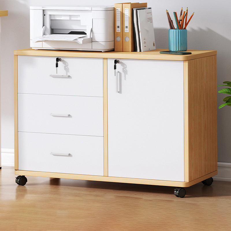 Modern File Cabinet Wooden Frame Lock Storage Filing Cabinet for Office