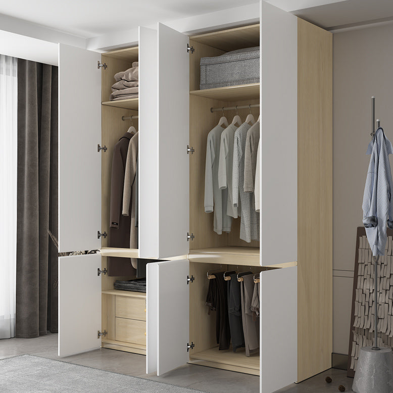 Contemporary Wardrobe Armoire with Drawer Hinged Storage Cabinet