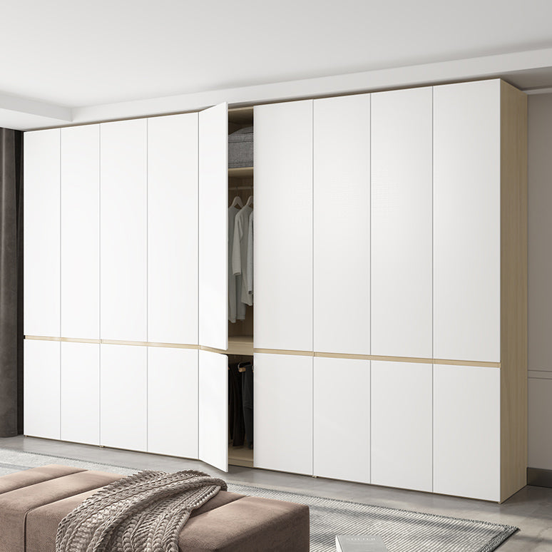 Contemporary Wardrobe Armoire with Drawer Hinged Storage Cabinet