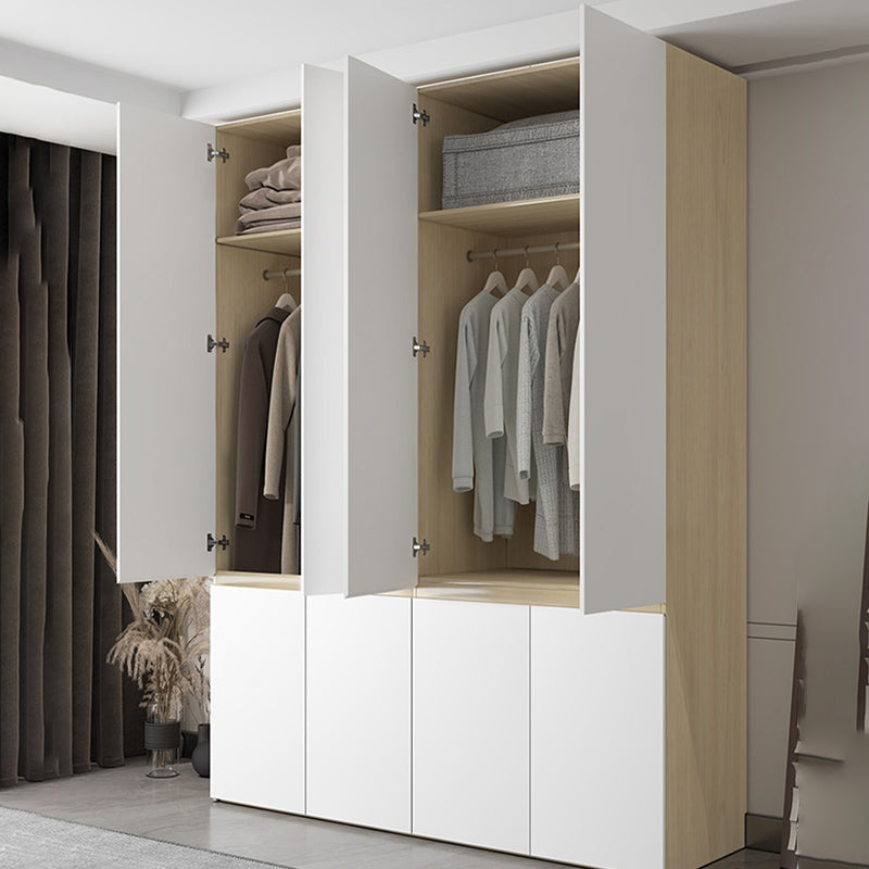 Contemporary Wardrobe Armoire with Drawer Hinged Storage Cabinet