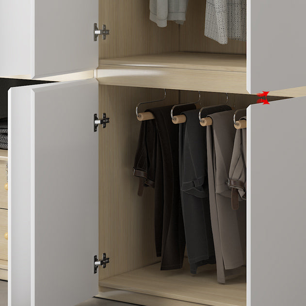 Contemporary Wardrobe Armoire with Drawer Hinged Storage Cabinet
