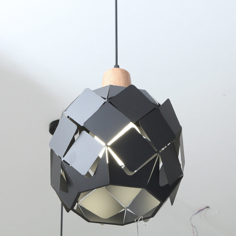 Contemporáneo 1 iluminación colgante de luz con tono de metal azul/negro/blanco lámpara colgante de globo