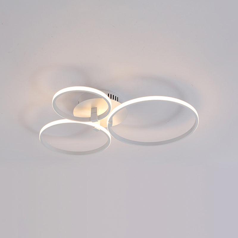 Multi Ring Semi Flush Light Minimalist Acrylic 3/9/12 Lights White Semi Flush Ceiling Light for Living Room