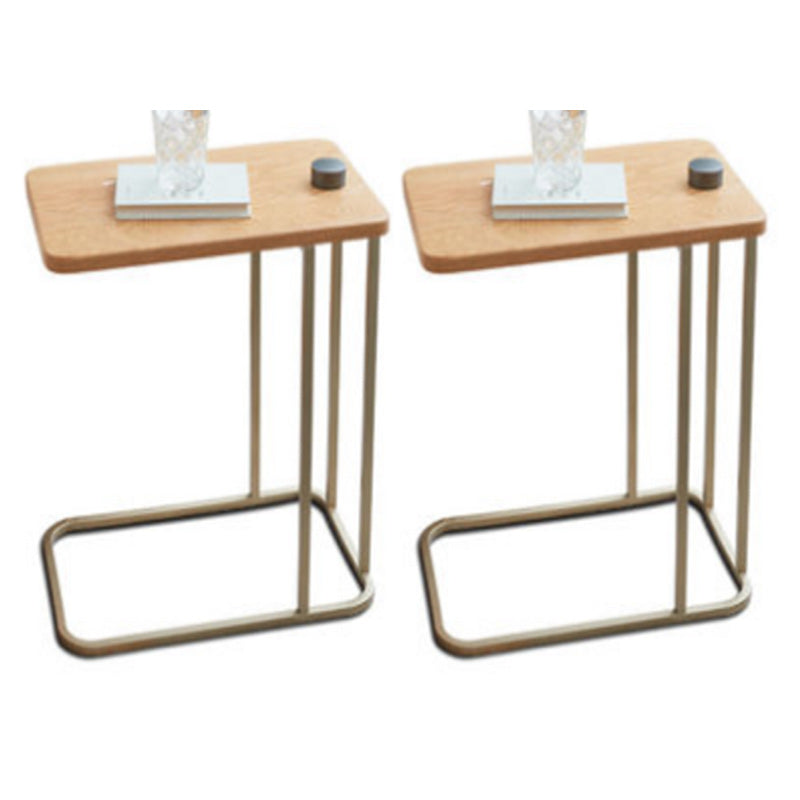 C Shape Base Side Table Luxurious Pedestal End Table with Metal Base