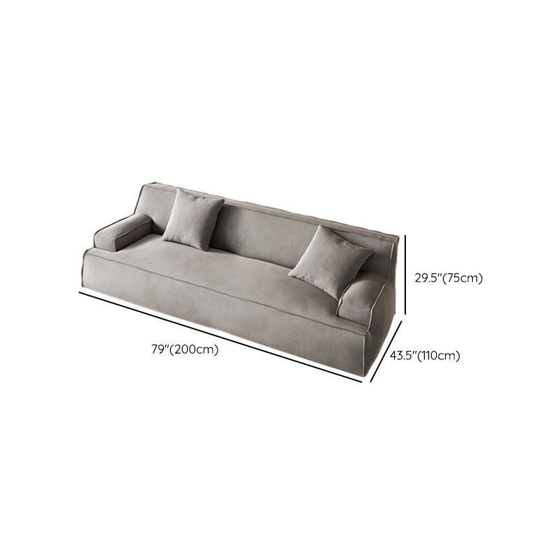 Contemporary Genuine Leather/Fabric Recessed Arm Sofa for Living Room