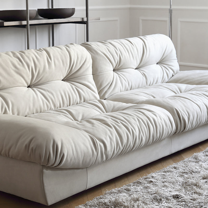 French Country Stain Resistant Faux Leather Armless Sofa in Brown/Beige