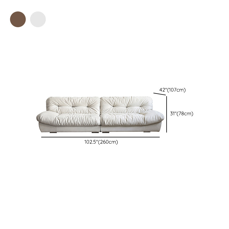French Country Stain Resistant Faux Leather Armless Sofa in Brown/Beige