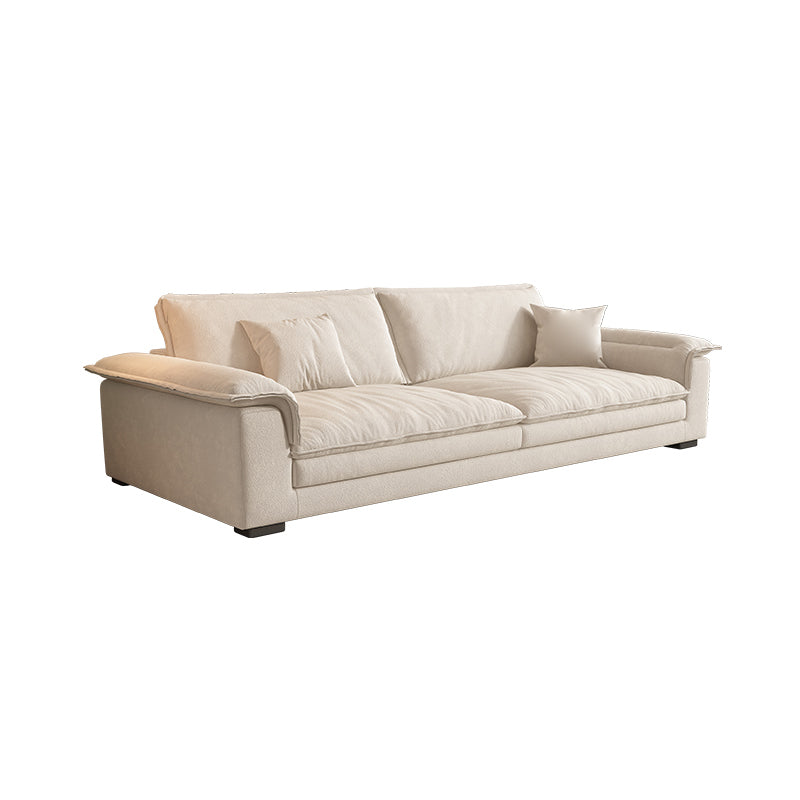 Contemporary Solid Wood Pillow Top Arm Stain Resistant Fabric Sofa in Beige