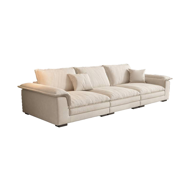 Contemporary Solid Wood Pillow Top Arm Stain Resistant Fabric Sofa in Beige