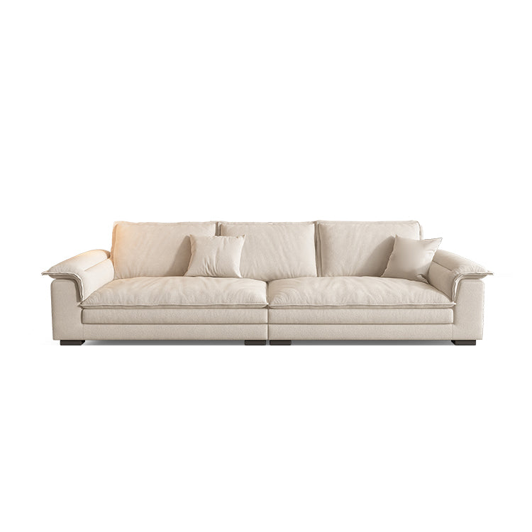 Contemporary Solid Wood Pillow Top Arm Stain Resistant Fabric Sofa in Beige