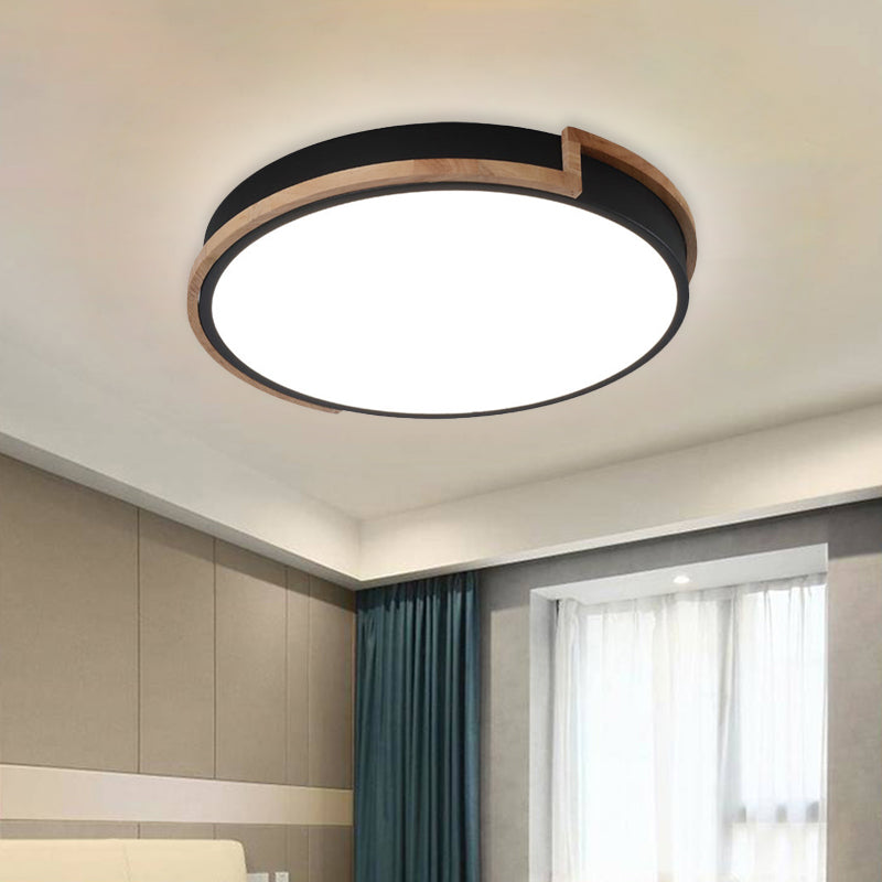13"/17"/21" W Slim Drum Bedroom Flush Ceiling Light Eye-Caring Acrylic Macron Loft Led Ceiling Lamp in Black/Grey/White