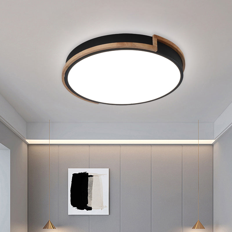 13"/17"/21" W Slim Drum Bedroom Flush Ceiling Light Eye-Caring Acrylic Macron Loft Led Ceiling Lamp in Black/Grey/White