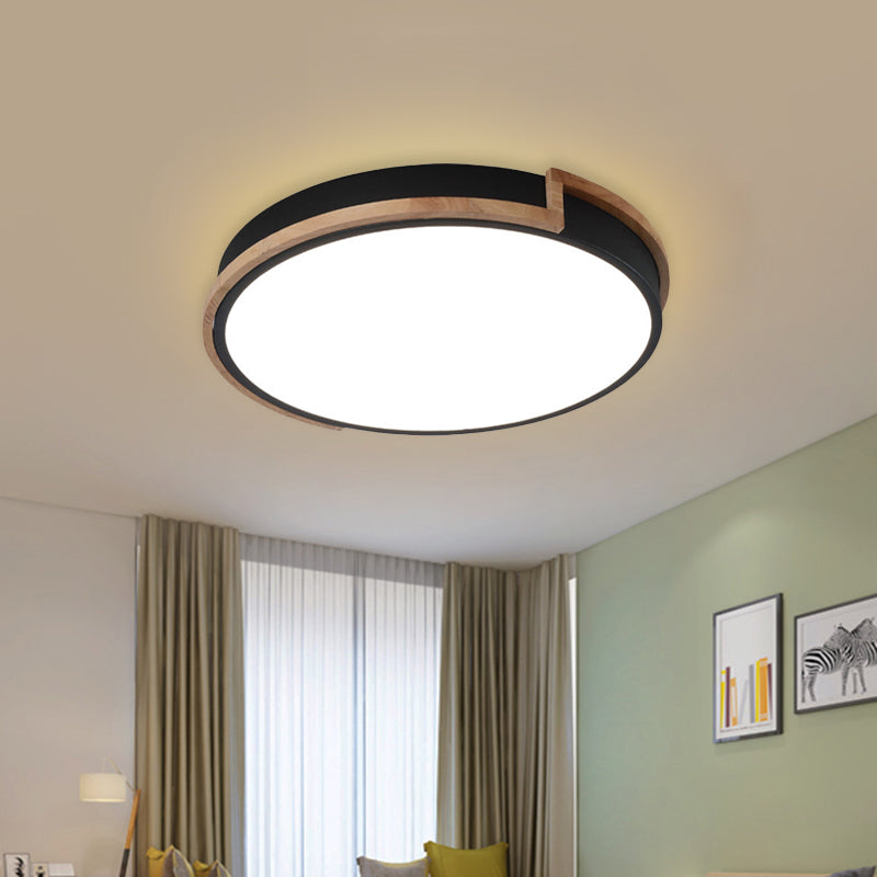 13"/17"/21" W Slim Drum Bedroom Flush Ceiling Light Eye-Caring Acrylic Macron Loft Led Ceiling Lamp in Black/Grey/White