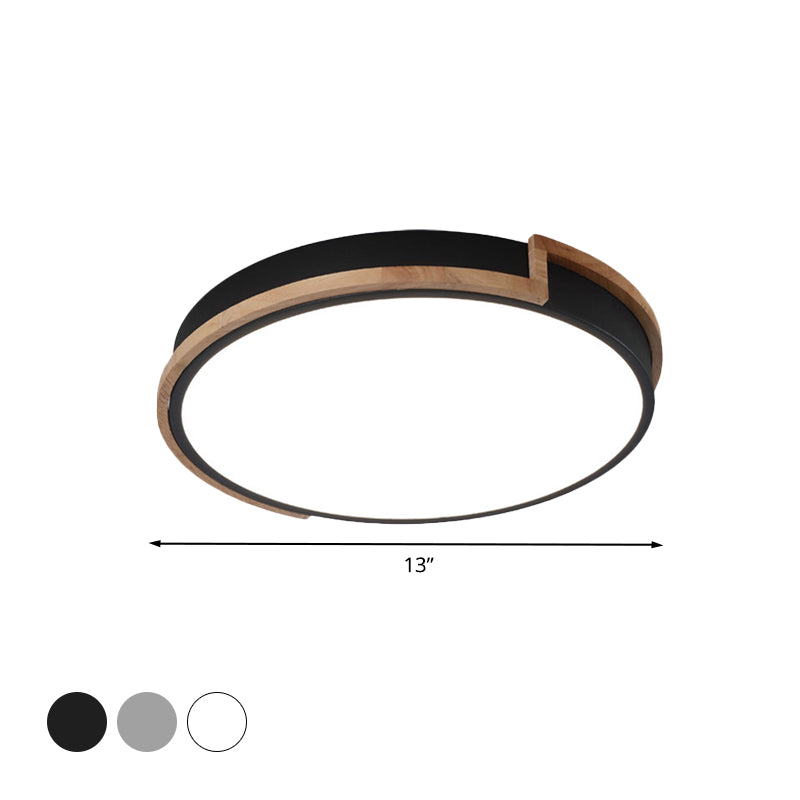 13"/17"/21" W Slim Drum Bedroom Flush Ceiling Light Eye-Caring Acrylic Macron Loft Led Ceiling Lamp in Black/Grey/White