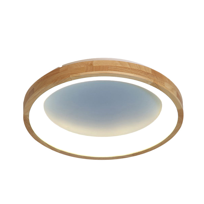 12"/16"/19.5" Wide Dented Circular LED Flush-mount Light Nordic Style Wood and Acrylic Ceiling Light for Hallway